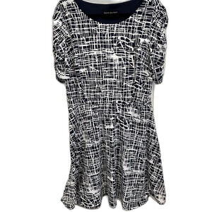 Dark navy blue and white print dress-Size XL